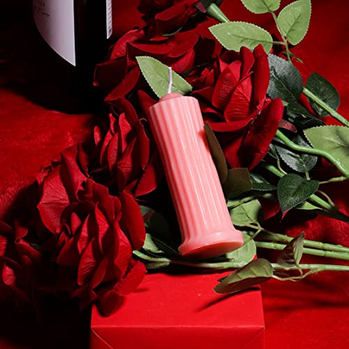 MMCCHB Bougies à Basse Température Romantiques, Goutte à Goutte en Cire à Basse Chaleur pour Couples, Saint-Valentin (Rose)