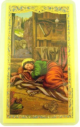 The Sleeping Saint Joseph Laminated Holy Card with Prayer, 4 1/2 Inch (Single (Pack of 1))