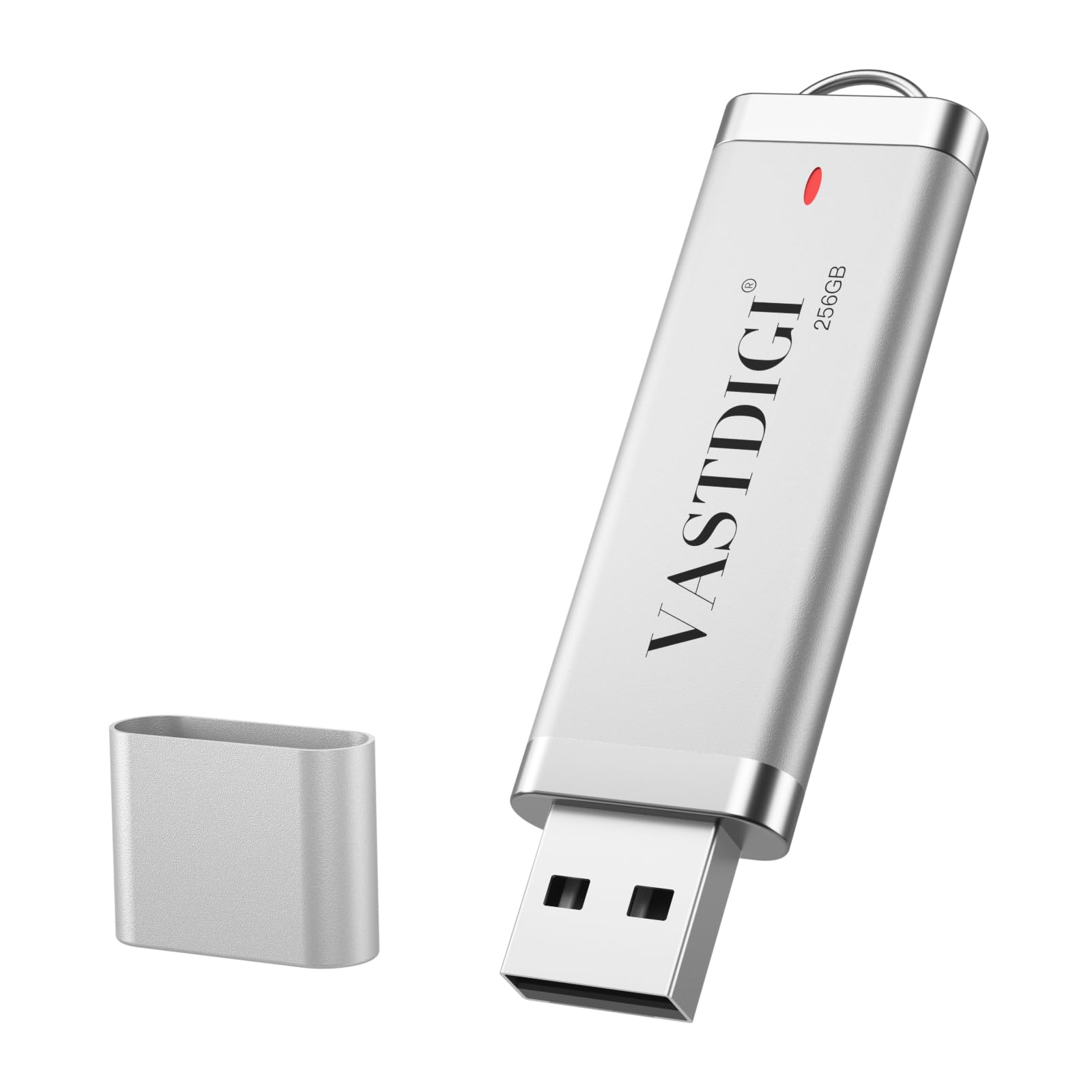 VASTDIGI USBメモリ 256GB 最大転送速度 27MB/秒 キャップ式 容量不足解消 小型で軽量 環境に優しいABSシェル USBフラッシュメモリ シルバー