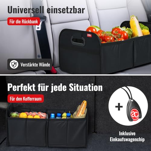 achilles Auto Kofferraum Organizer – Kofferraumtasche faltbar und viel Stauraum – Geräumige & Pflegeleichte Faltbox – Auto Zubehör Innenraum Organizer – Stabiler Boden & Tragegriff
