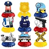YUEcthynous Polizei Birthday Honeycomb Tischdeko,9Stk Polizeigeburtstagsfeier Dekorationen,Polizei Thema,Kinderzentrum Desktop Jungen Mädchen Geburtstag Dekorationsartikel,Verkehrsmittel Dekoration