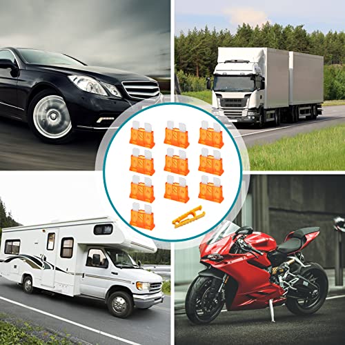 Kfz Sicherungen 10 Stk, JatilEr Autosicherungen 5A Standart, Flachsicherungen Kfz, Stecksicherung mit 1 Sicherungszieher für Auto/RV/LKW/Motorrad/Boot