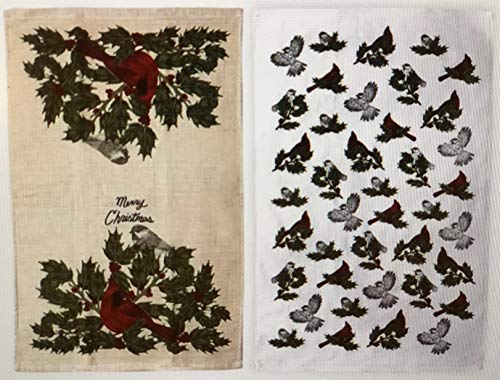 St. Nicholas Square Christmas Kitchen Dish Towels 100% Cotton Red Cardinal Holiday Print - Set Of 2 #TOP2
