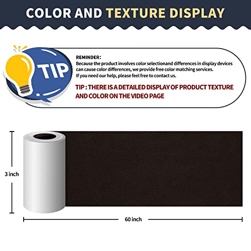 Image of ONine Leather Repair Tape, 3 x 60 inches, Brown, for Furniture, Vinyl, Sofas, Car Seats, Chairs