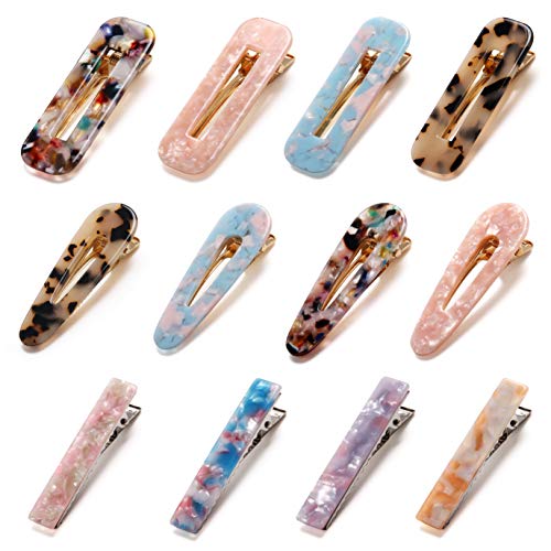 12 Pcs Hair Clips Acrylic Resin Alligator Hair Clips Hair Barrettes Pins, 3 Different Designs Hair Accessories Set