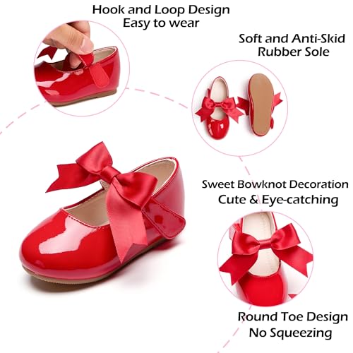 Image of PHIRAMIN Tollder Girl Dress Shoes - Little Girl Ballet Flats for Wedding Party