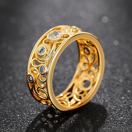 Women's Yellow Gold Plated Cubic Zirconia CZ Eternity Stackable Band Ring for Wedding Engagement Promise4