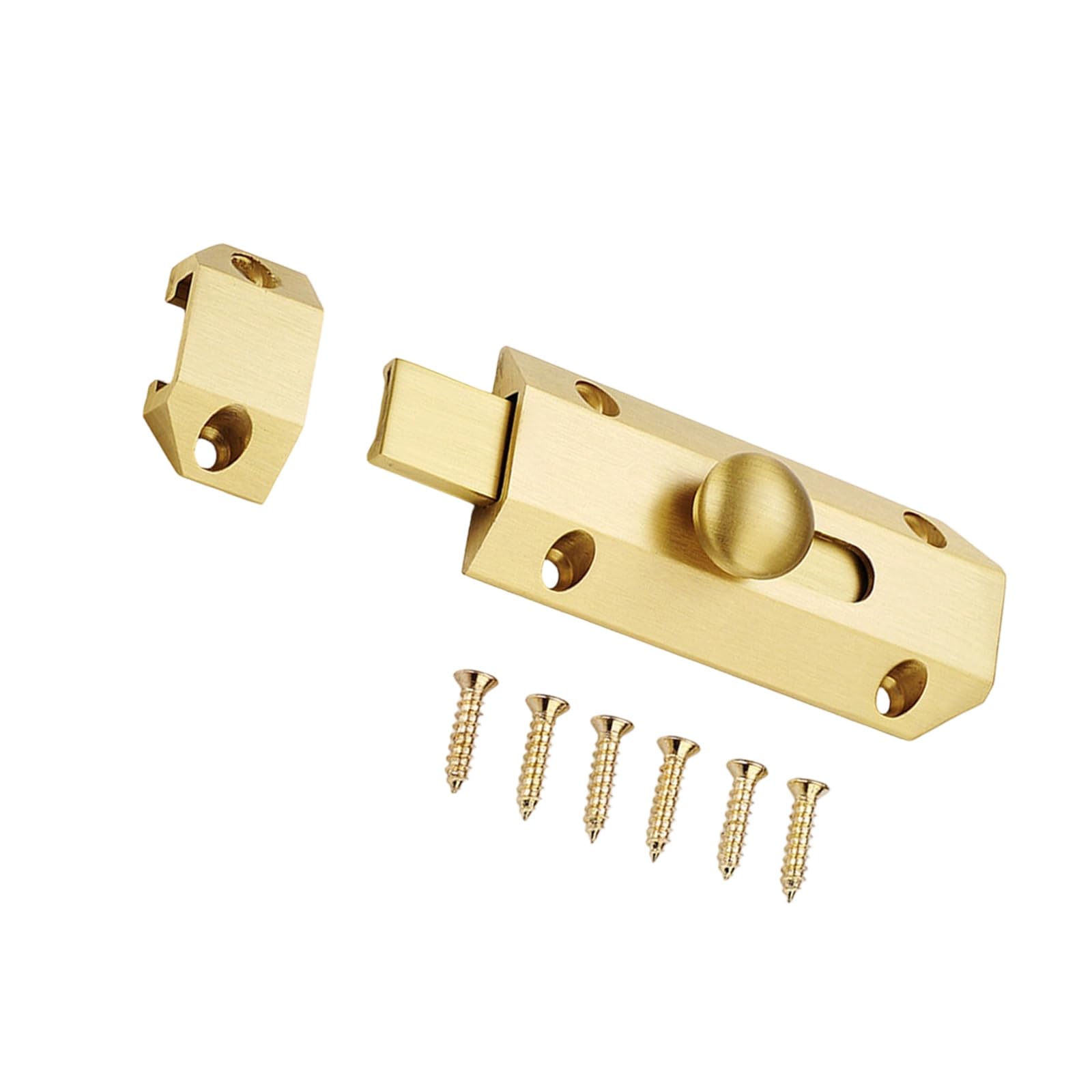 Mounted Slide Latch Hardware Copper Door Bolt Set with Keeper Plate for Room Cabinet Utility Doors and Home Use Mounted Latch Replacement Slide Bolt Door Keeper Plate Utility Hardware Cabinet Closure