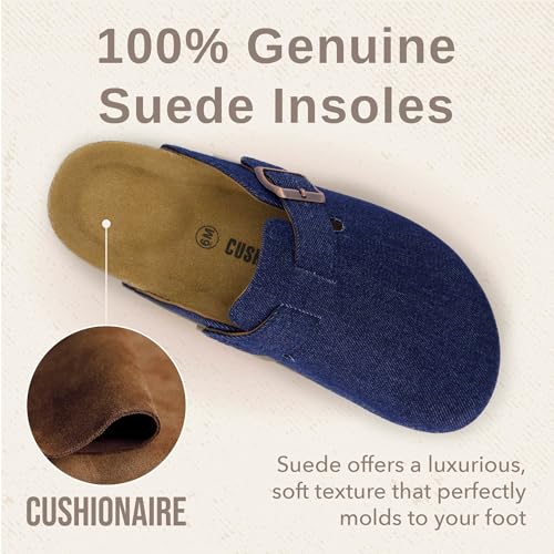 Image of CUSHIONAIRE Hana Womens Clogs | Comfortable Vegan Suede Clogs for Women | Slip On Potato Shoes with Cork Footbed & Arch Support | Memory Foam, Wide Widths Available