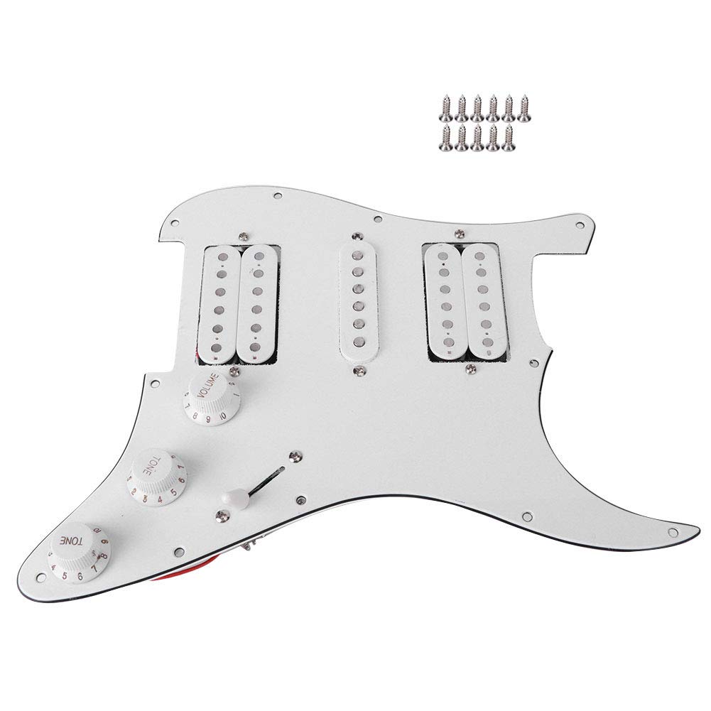 Keenso Electric Guitar Pickguard, Strat Pickguard, Pre-Wired HSH Pickup, White - Image 3