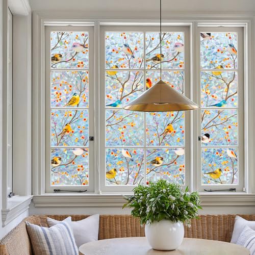 dktie Rainbow Window Film Non-Adhesive, Decorative Bird Window Clings Vinyl, No Glue Static Cling Glass Film Removable for Room Décor, Bathroom, Kids Room, Bedroom 90 x 200 cm - Cosy Home Interiors dktie Rainbow Window Film Non-Adhesive, Decorative Bird Window Clings Vinyl, No Glue Static Cling Glass Film Removable for Room Décor, Bathroom, Kids Room, Bedroom 90 x 200 cm - Image 4