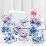 Kigofora コラージュ 素材 花 フレークシール 大きめ 40枚 花 コラージュ シール PET 半透明 かわいい 可愛い 手帳シール 卒業おめ、誕生日のギフト スマホ、パソコン、スーツケース、年賀状、手帳、水筒のデコステッカーなどです （半夢花印）