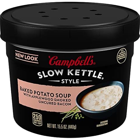 Campbell's Slow Kettle Style Baked Potato Soup with Applewood Smoked Uncured Bacon, 15.5 oz Microwavable Bowl Cover