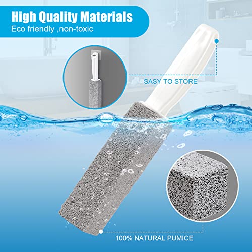 Image of Pumice Stone Toilet Bowl Cleaner with Handle - Pumice Stone for Toilet Cleaning - Stain Remover - Also Cleans Limescale, Hard Water Rings, Tiles, Iron and Rust, Household Cleaning 2 Pack