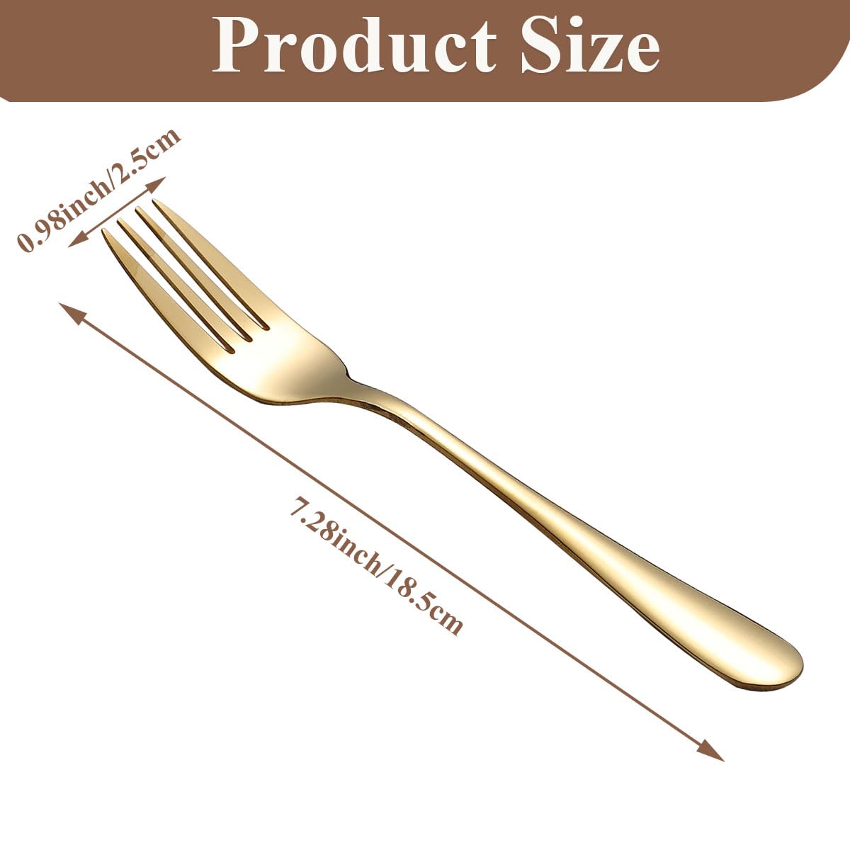 Berglander 12-Piece Gold Dinner Forks Set, 7.28" Titanium Gold Plated Stainless Steel Table Salad Forks for Home Restaurant Hotel Wedding Party, Dishwasher Safe — Amazon image 2