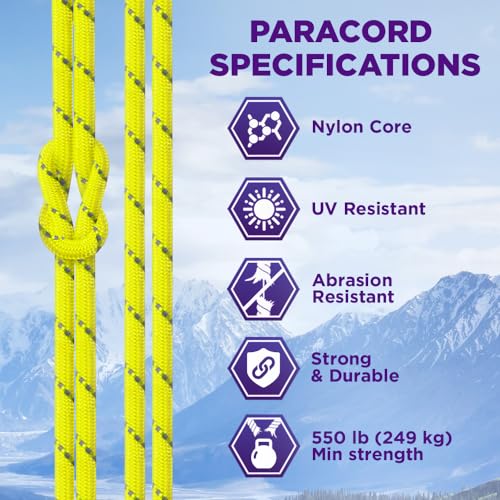 Image of TECEUM Reflective Paracord Rope 1000 - 1000ft /200ft /100ft /50ft - 40+ Colors - Glow in the Dark - para Cord - Utility Rope for Survival, Hunting & Camping Gear - Nylon String, Camping Rope, Tent Cord
