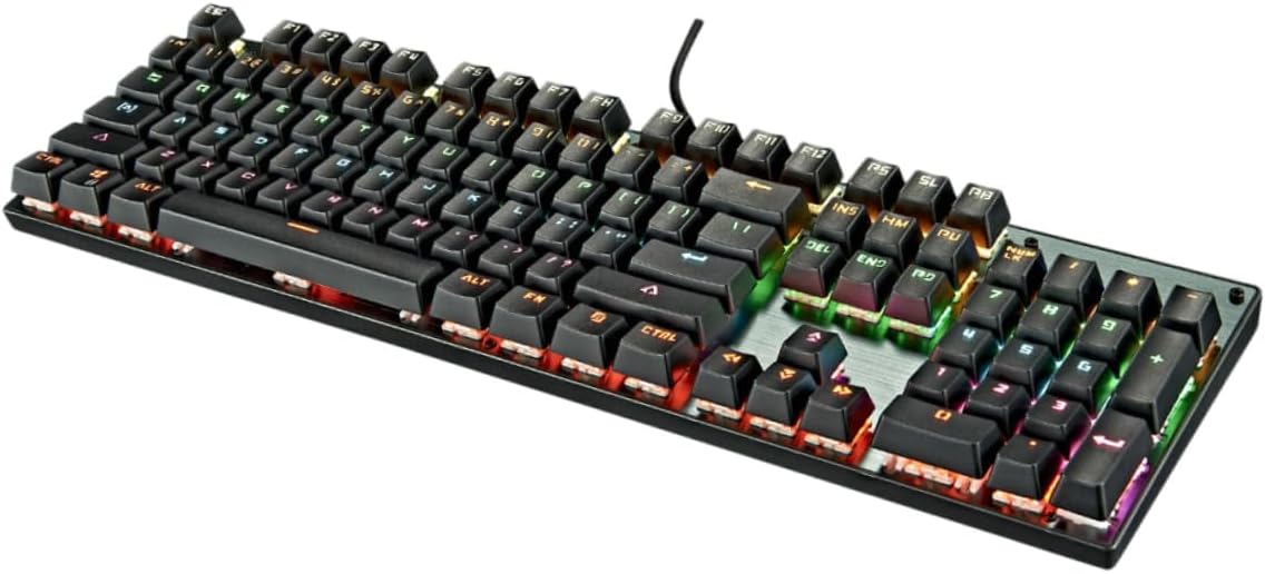 Housoutil Teclado Mecánico para Juegos con Retroiluminación RGB de 104 Teclas USB para Computadora Diseño Ergonómico de Alto Rebote Color Housoutil Teclado Mecánico para Juegos con Retroiluminación RGB de 104 Teclas USB para Computadora Diseño Ergonómico de Alto Rebote Color