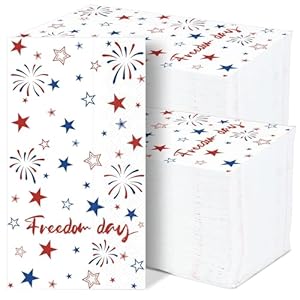 gisgfim 100Pcs Patriotic Star Disposable Paper Napkins Veterans Day American Election Day Guest Towel 4th of July Independence Day Disposable Hand Napkins for Memorial Labor Day Decorative Towels