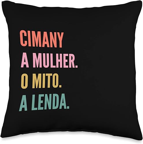 Designs De Nomes Engraçados Para Mulher Funny Portuguese First Name Design-Cimany Throw Pillow 16x16 Multicolor