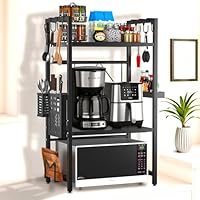 Unique Impression Expandable 3 Tier Microwave Shelf - 2 Shelves Microwave Stand For Kitchen Counter - Rack for Air fryer,Toaster and Coffee Machine - Kitchen Organiser Storage & Organisation
