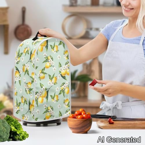 Image of Summer Lemon Blender Dust Cover with Handle Universal Fit Coffee Maker and Food Processor Machine Washable Small Kitchen Appliance Covers Protector for Refreshment Lovers