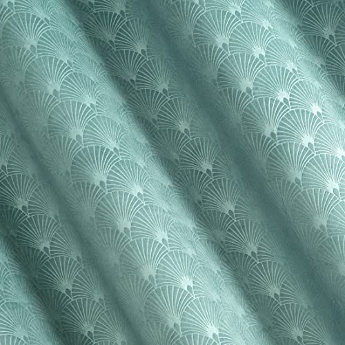 Eurofirany Velvet Curtain with Geometric Fan Pattern and Eyelets - Image 2