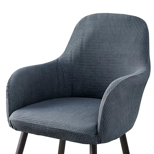 Fundas de Silla de Comedor con Brazos, Fundas de Sillón Elásticas, Cubierta para Sillas Ajustables con Respaldo, Modernas Estilo Nórdico Cubiertas de Butacas para Salón Hogar Oficina (Gris)