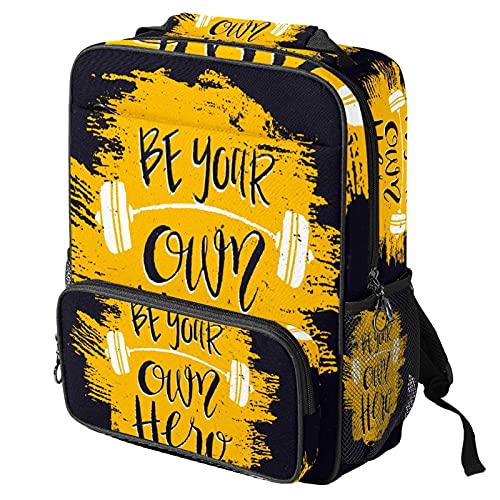 Sac à dos décontracté Be Your Own Hero jaune pour affirmer votre motivation au quotidien