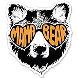 Mama Bear Sticker - 3' Laptop Sticker - Waterproof Vinyl for Car, Phone, Water Bottle - Funny Shades Mom Life Decal