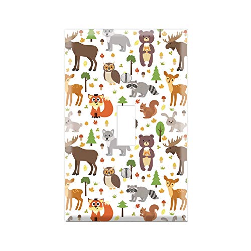 FOREST ANIMALS Light Switch Cover, ANIMALS Graphics Wallplate, Outlet Cover, Single