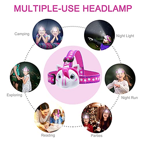 Unicorn Headlamp for Kids, Kids Toys for 3-10 Years Old Girls, LED Headlamp Toys with Elastic Headbands, Perfect Kids Christmas Stocking Stuffers, Gift for Camping, Hiking, Reading, Sleepovers - Image 6