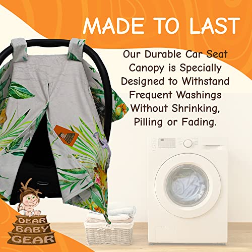 Image of Dear Baby Gear Car Seat Canopy - Infant Car Seat Cover for Protection and Style - Soft & Breathable - Carseat Canopies for Boys & Girls - Watercolor Elephant Safari Jungle Print /Custom Print - 40x30 inch