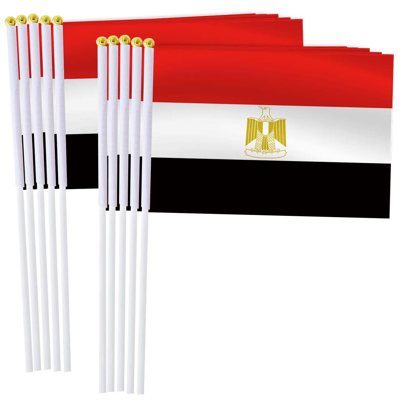 25 Pack Egypt Handheld Small Flag,Mini Egyptian Hand Held Miniature Stick Decor โ image 1