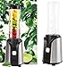 GOTOTOP Blender Mixeur, Robot Cuiseur, Capacité 600ML, Soupe, Velouté, Compote, Smoothie, pour Appartement Maison Bureau, 200 W 15000-22000 RPM(Prise UE)