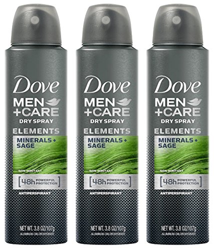Dove Men + Care Dry Spray Antiperspirant - Elements - Minerals + Sage - Net Wt. 3.8 OZ (107 g) Per Can - Pack of 3 Cans3