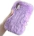 Jorisa Peluche Coque Compatible avec Samsung Galaxy S7 Edge,Etui Fashion Hiver Chaud Filles Style Arrière Cover,Peau Antichoc Douce et Moelleuse,Coque Faux Fourrure Briller Diamant,Violet