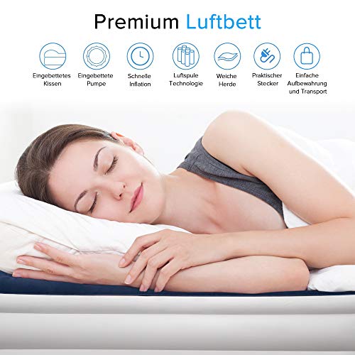 Luftbett Selbstaufblasend Luftmatratze Doppel Gästebett mit Eingebauter Elektrischer Pumpe und Integriertem Kissen für Camping oder Heimgebrauch Aufblasbare Matratze für 2 Personen - Image 3