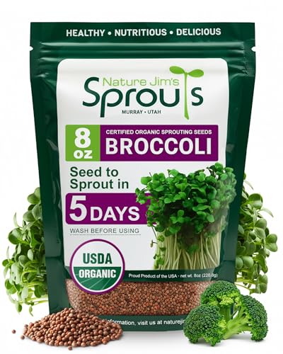 Nature Jims Sprouts Organic Broccoli Seeds for Sprouting – Certified Non-GMO,...
