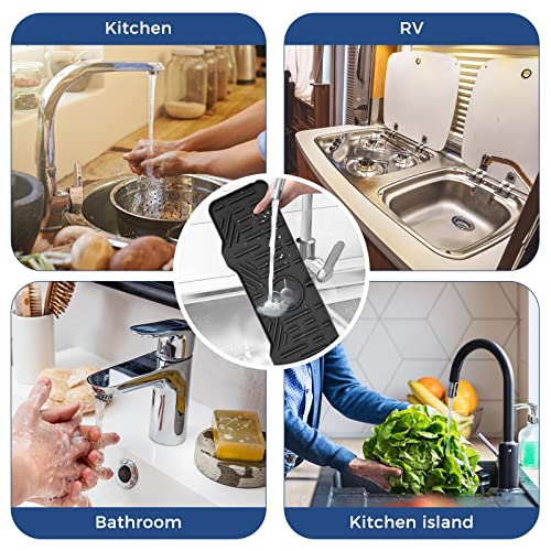 Kitchen Sink Faucet Splash Guard Silicone Sink Faucet Drying Mat Faucet Handle Drip Catcher Tray, Dish Sponge Holder Kitchen Sink Accessories Sink Protector Home Kitchen Organization Gadgets Organizer #TOP6