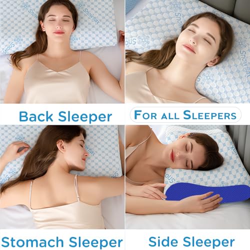 Image of AYKA Cooling Cervical Memory Foam Pillow for Neck & Shoulder Pain Relief | Orthopedic Contour Pillow for Sleeping & Spinal Alignment | Ergonomic Support | 2-Year Warranty (Set of 1)