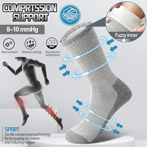 PROETRADE Merino Wool Thermal Walking Socks for Men & Women Warm Thick Winter Hiking Cushioned Moisture Wicking Boot Socks for Outdoor