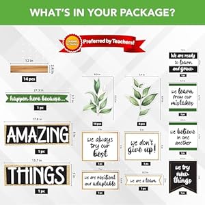 Decorably 105 Pcs Cutouts Farmhouse Theme Amazing Things Happen Here Bulletin Board Set with Borders, Modern Farmhouse Classroom Decor - School, Homeschool Decorably 105 Pcs Cutouts Farmhouse Theme Amazing Things Happen Here Bulletin Board Set with Borders Modern Farmhouse Classroom Decor School Homeschool