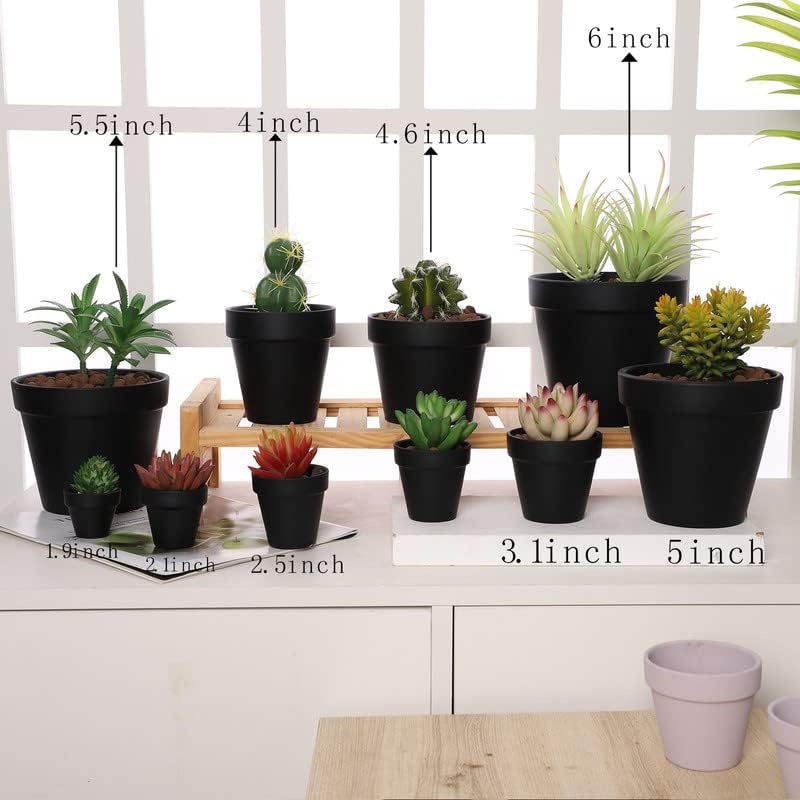 Miniatura 5 de Yishang 72 macetas pequeñas de arcilla negra, maceta de cerámica de arcilla de terracota de 2.5 pulgadas, macetas de terracota de cerámica, macetas