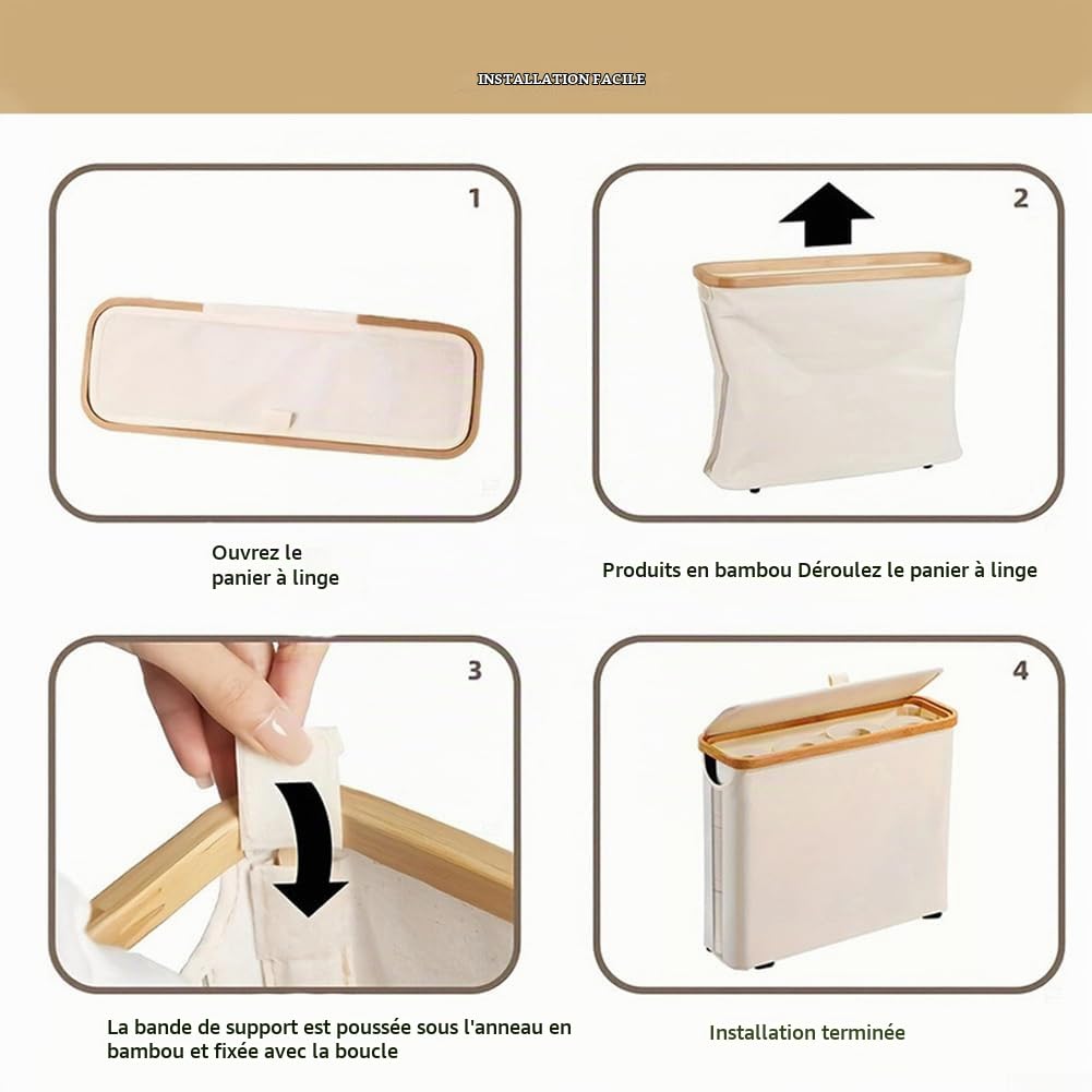 Lecreatekit Panier de rangement pour rouleaux de papier toilette, support de salle de bain avec couvercle, boîte de rangement chic pour une salle de bain propre et bien rangée (beige)