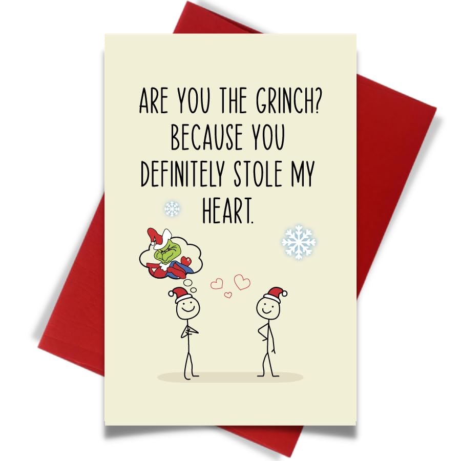 Cheerin Christmas Card with Envelope - Funny Romantic Xmas Card - Love Christmas Card for Boyfriend, Girlfriend, Husband, Wife