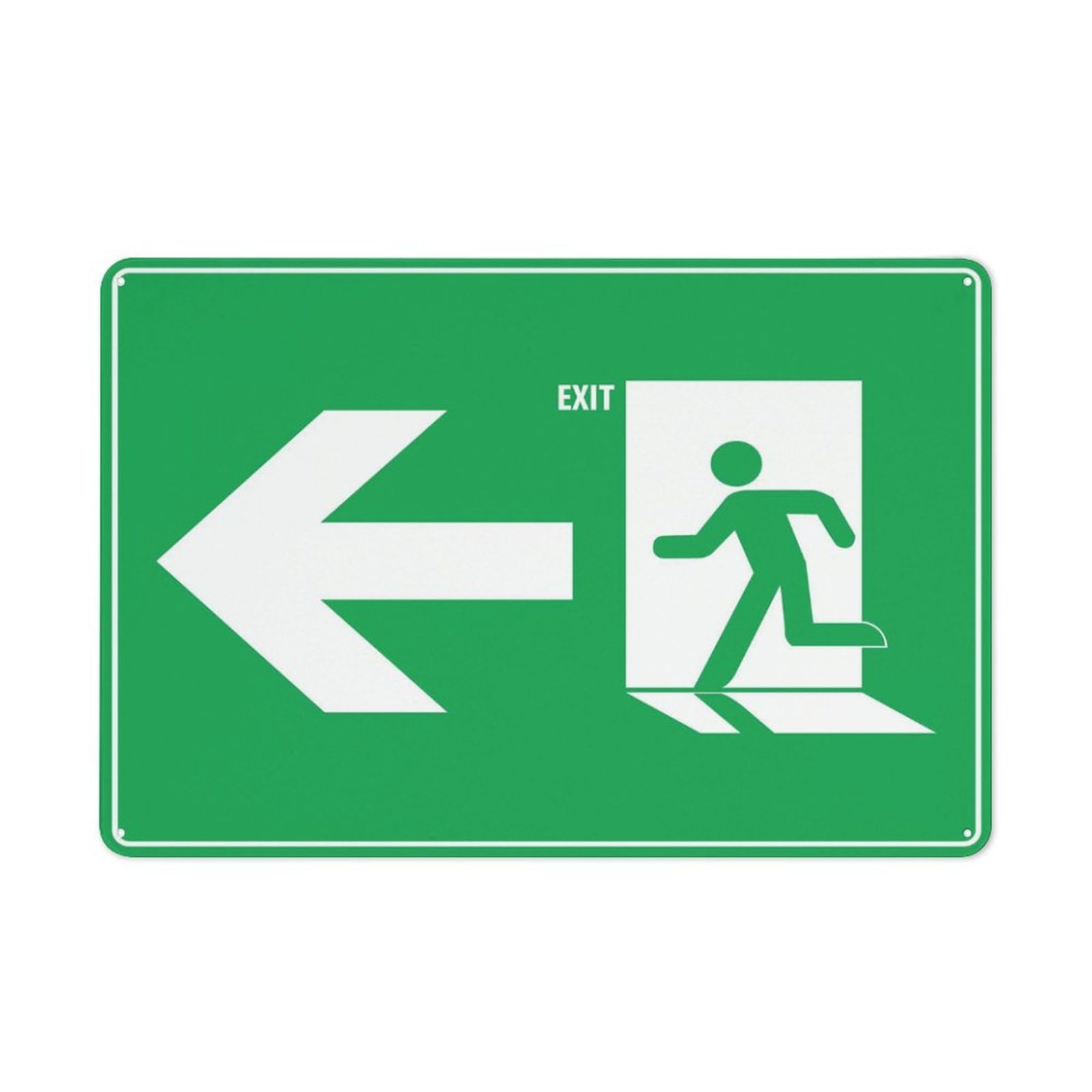 Exit Sign Arrow Left Sign 12X8 Inches Metal Aluminum Signs, Weather Resistant, Weatherproof, Indoor Or Outdoor