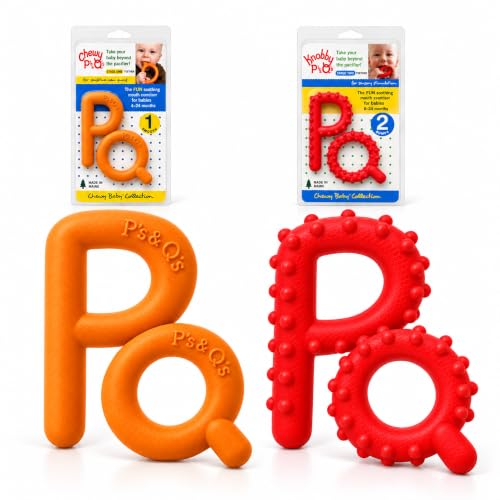 Chewy Tubes P &amp; Q Teether 2 Pack - Smooth &amp; Knobby Oral Motor Chew Tools