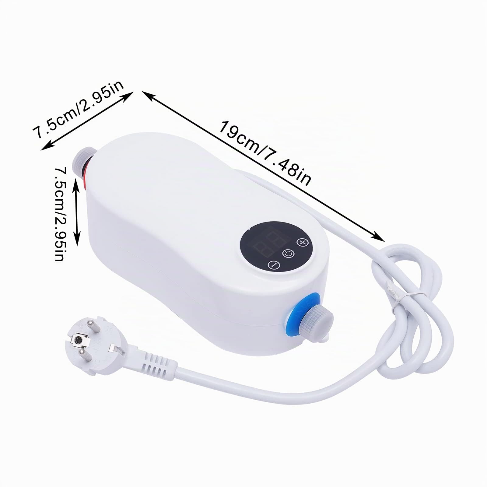 Mini scaldabagno elettrico, Scaldabagno Istantaneo Elettrico Senza Serbatoio, Riscaldamento Rapido Temperatura Costante, Schermo LED, Protezione Sicurezza Multipla, Per Doccia Cucina, 19x7,5x7,5cm