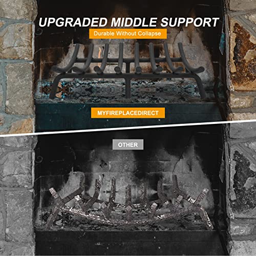 Myfireplacedirect Fire Pit Grate - Fireplace Grate 20 Inch Heavy Duty Firewood Stove Log Holder Rack Solid Round Steel 3/4 Inch Wrought Cast Iron Indoor Outdoor Camping Chimney Hearth Wood Burning Accessories Tools thumb #1