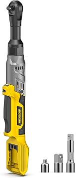 3/8" Cordless Ratchet Wrench for Dewalt 20V BatteryTool Only,75FT-LBS102N.m Extended Electric Ratchet Wrench Set with Variable Speed, LED Light, 1/4"&1/2" Adapter,3" Extension Bar